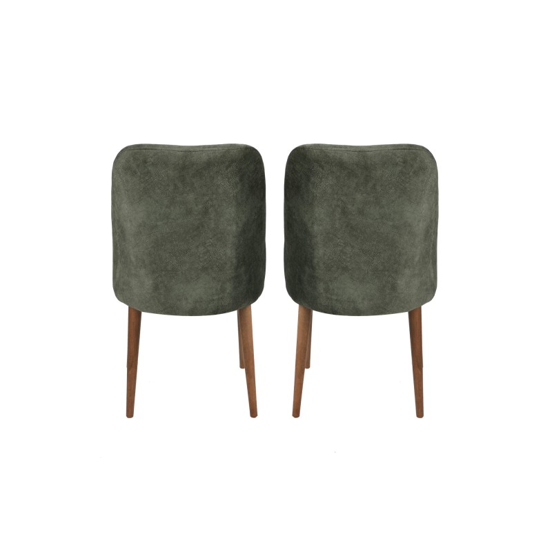 Σετ Καρέκλες Τραπεζαρίας (2 Τεμάχια) - Dallas 558 V2 - Χρώμα Καρυδί & Σκούρο Πράσινο