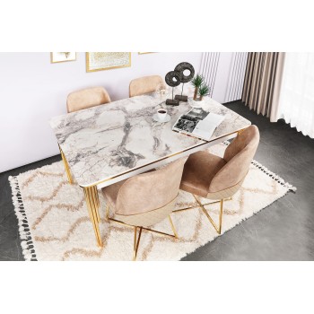 Extendable Dining Table Damla 1102 Gold
White