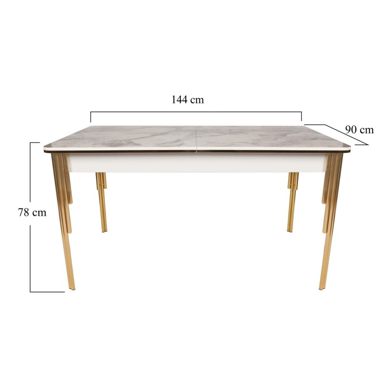 Extendable Dining Table Damla 1102 Gold
White