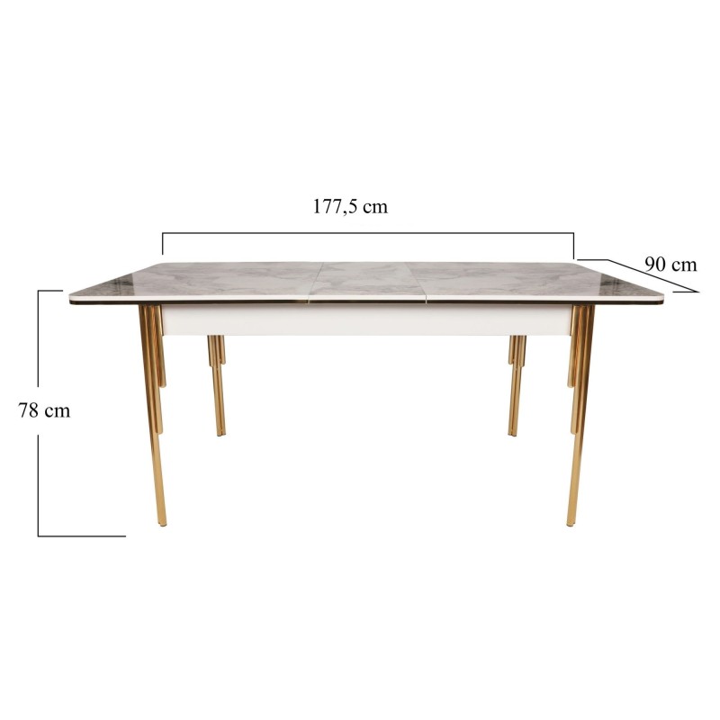 Extendable Dining Table Damla 1102 Gold
White