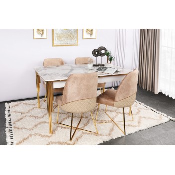 Extendable Dining Table Damla 1102 Gold
White