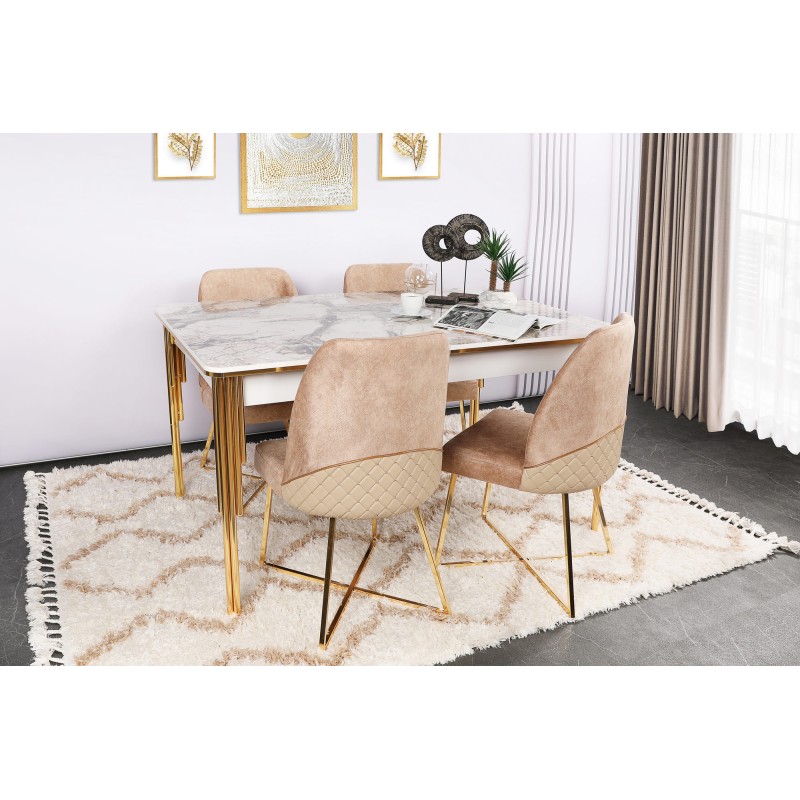 Extendable Dining Table Damla 1102 Gold
White
