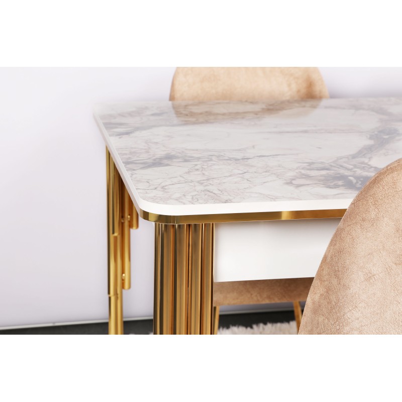 Extendable Dining Table Damla 1102 Gold
White