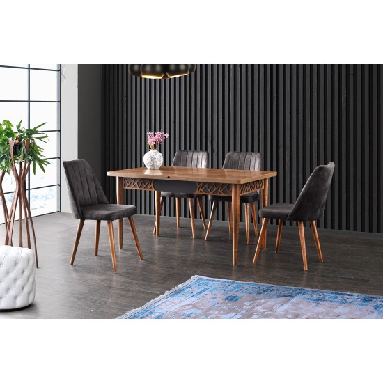 Extendable Dining Table Mira - 1221 Walnut
Anthracite Extendable Dining Table Mira - 1221 Walnut
Anthracite