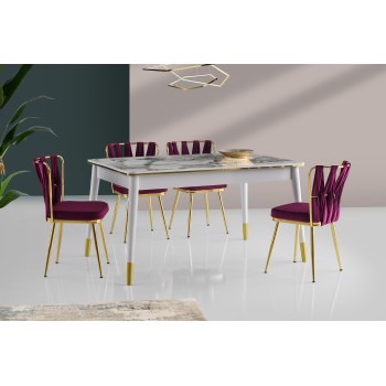 Extendable Dining Table Flora - 1113 White
Gold