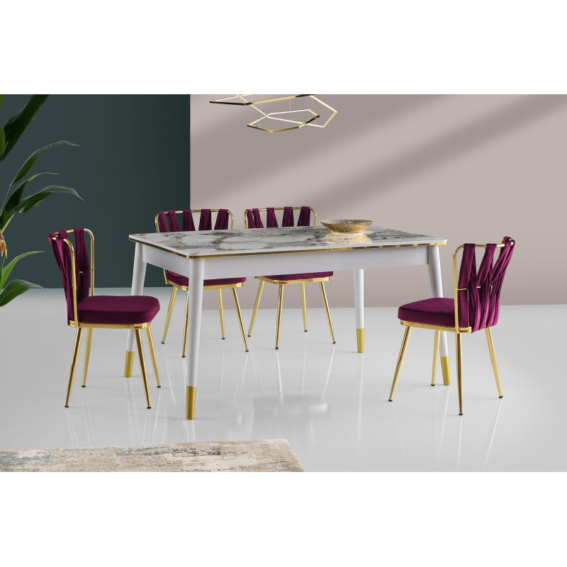 Extendable Dining Table Flora - 1113 White
Gold