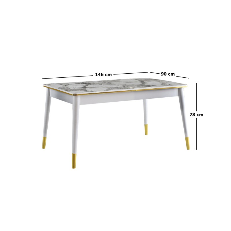 Extendable Dining Table Flora - 1113 White
Gold