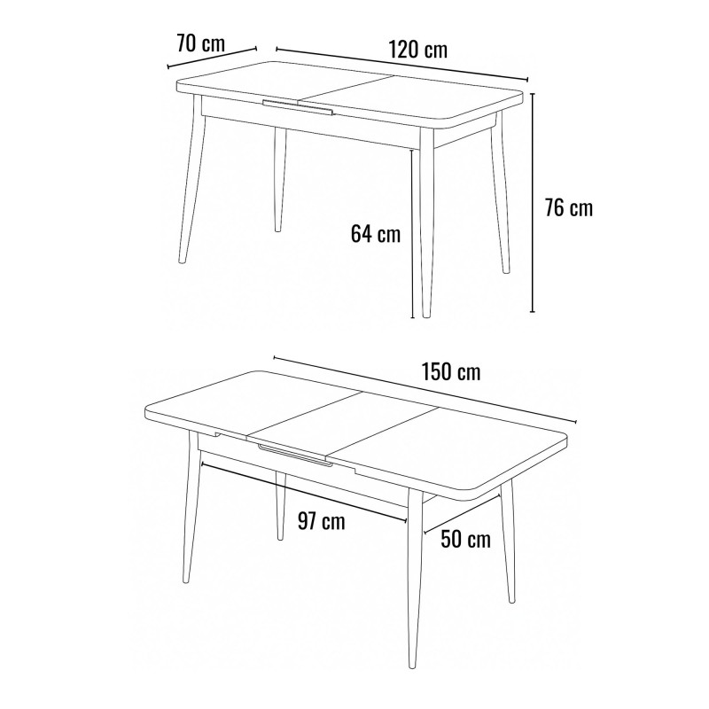 Extendable Dining Table Ay - 1186 Travertine
Black