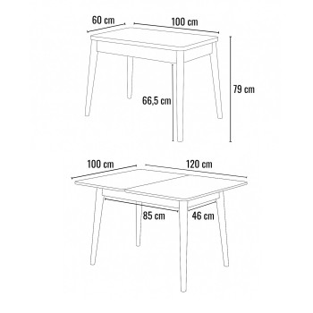 Extendable Dining Table Dolunay - 1286 Travertine
Black
