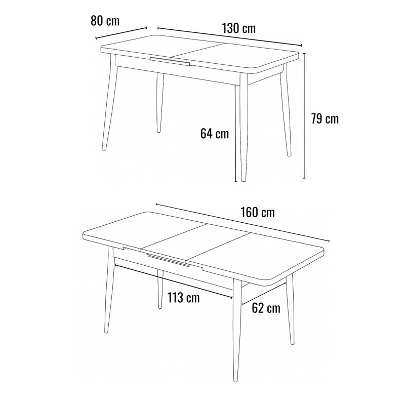 Extendable Dining Table Mira - 1224 Travertine
Black
