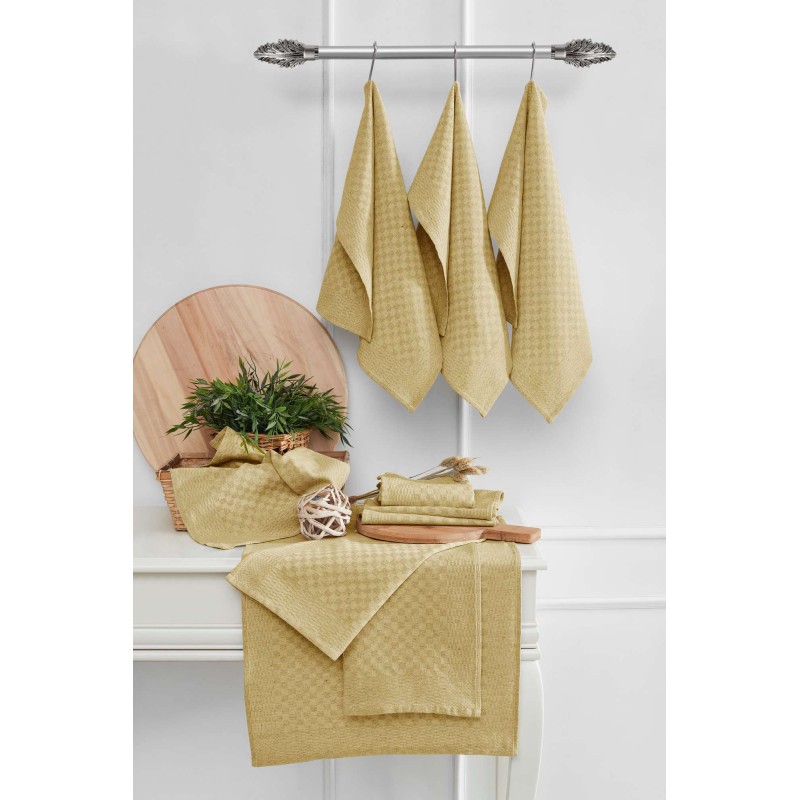 Kitchen Towel Set (10 Pieces) Lola - Mustard Mustard