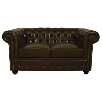 ΚΑΝΑΠΕΣ 2ΘΕΣΙΟΣ T.CHESTERFIELD HM3010.01 ΤΕΧΝΟΔΕΡΜΑ ΣΚΟΥΡΟ ΚΑΦΕ 155x90x73 εκ.