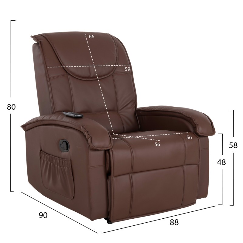 ΠΟΛΥΘΡΟΝΑ RELAX ΜΕ ΜΗΧΑΝΙΣΜΟ MASSAGE ROCCA HM0026.03 PU ΚΑΦΕ ΣΚΟΥΡΟ 80x96x97 εκ.