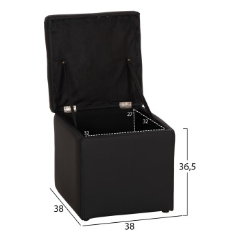 ΣΚΑΜΠΩ ΜΕ ΑΠΟΘΗΚΕΥΤΙΚΟ ΧΩΡΟ PU ΜΑΥΡΟ CUBE HM224.01 38x38x36.5Υεκ.