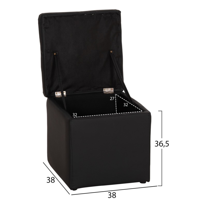 ΣΚΑΜΠΩ ΜΕ ΑΠΟΘΗΚΕΥΤΙΚΟ ΧΩΡΟ PU ΜΑΥΡΟ CUBE HM224.01 38x38x36.5Υεκ.