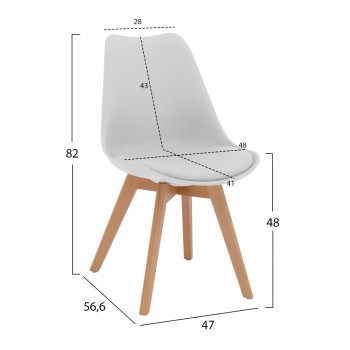 ΚΑΡΕΚΛΑ VEGAS HM0033.01 ΜΕ ΞΥΛΙΝΑ ΠΟΔΙΑ ΚΑΙ ΜΕ ΚΑΘΙΣΜΑ ΛΕΥΚΟ 47x56,6x82Υεκ.