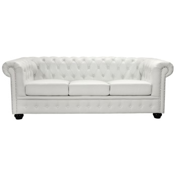 ΚΑΝΑΠΕΣ 3ΘΕΣΙΟΣ T.CHESTERFIELD HM3009.02 ΤΕΧΝΟΔΕΡΜΑ ΛΕΥΚΟ ΜΑΤ 208x90x73 εκ.
