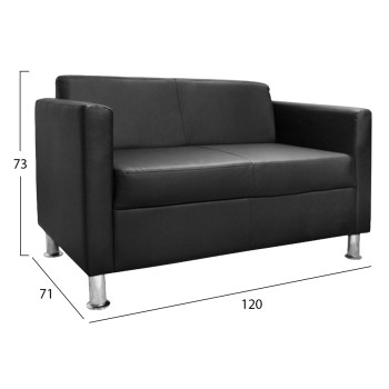 ΚΑΝΑΠΕΣ 2 ΘΕΣΙΟΣ CUBO PU ΜΑΥΡΟ HM3033.02 120χ71χ73Υεκ.