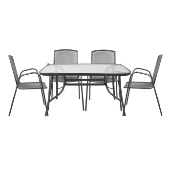 ΣΕΤ ΤΡΑΠΕΖΑΡΙΑ 5ΤΜΧ ΤΡΑΠΕΖΙ ΓΚΡΙ & 4 ΚΑΡΕΚΛΕΣ ΠΟΛΥΘΡΟΝΕΣ ΑΝΘΡΑΚΙ