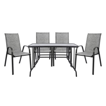 ΣΕΤ ΤΡΑΠΕΖΑΡΙΑΣ 5ΤΜΧ HM5193.01 ΜΕΤΑΛΛΙΚΗ ΜΕ 4 ΚΑΡΕΚΛΕΣ & ΤΡΑΠΕΖΙ 110x60 ΓΚΡΙ