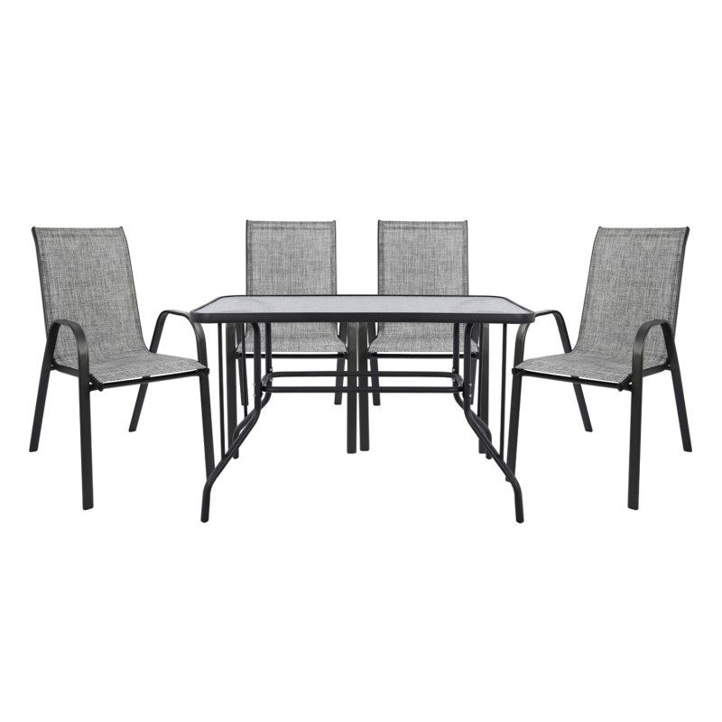 ΣΕΤ ΤΡΑΠΕΖΑΡΙΑΣ 5ΤΜΧ HM5193.01 ΜΕΤΑΛΛΙΚΗ ΜΕ 4 ΚΑΡΕΚΛΕΣ & ΤΡΑΠΕΖΙ 110x60 ΓΚΡΙ