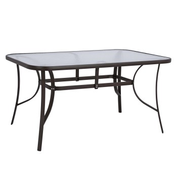 ΤΡΑΠΕΖΙ BRUNO 150X90Χ72Υεκ. ΚΑΦΕ ΜΕΤΑΛΛΙΚΟ ΜΕ ΓΥΑΛΙΝΗ ΕΠΙΦΑΝΕΙΑ HM5145.02