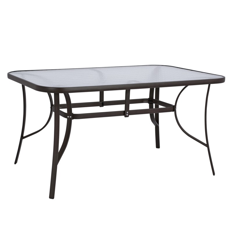 ΤΡΑΠΕΖΙ BRUNO 150X90Χ72Υεκ. ΚΑΦΕ ΜΕΤΑΛΛΙΚΟ ΜΕ ΓΥΑΛΙΝΗ ΕΠΙΦΑΝΕΙΑ HM5145.02