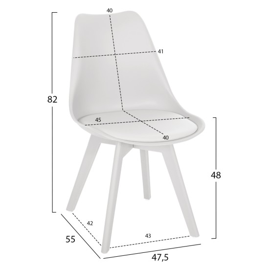 ΚΑΡΕΚΛΑ VEGAS HM0033.31 ΠΟΛΥΠΡΟΠΥΛΕΝΙΟΥ-PU- ΛΕΥΚΟ 47,5x55x82 εκ.