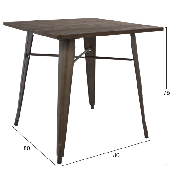 ΤΡΑΠΕΖΙ ΜΕΤΑΛΛΙΚΟ ΣΕ ΧΡΩΜΑ RUSTY ΚΑΙ ΞΥΛΟ HM0611.04 80x80x76εκ ΤΡΑΠΕΖΙ ΜΕΤΑΛΛΙΚΟ ΣΕ ΧΡΩΜΑ RUSTY ΚΑΙ ΞΥΛΟ HM0611.04 80x80x76εκ