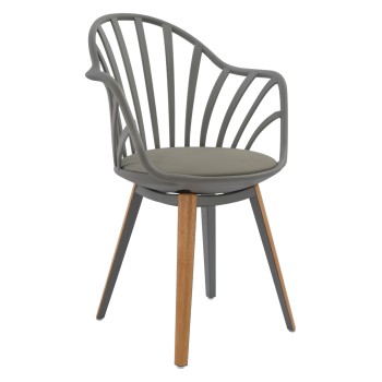 ΠΟΛΥΘΡΟΝΑ ΤΡΑΠΕΖΑΡΙΑΣ HM8049.10 ANAIS ΓΚΡΙ ΜΕ ΞΥΛΙΝΑ ΠΟΔΙΑ 60x53x86Υ εκ.