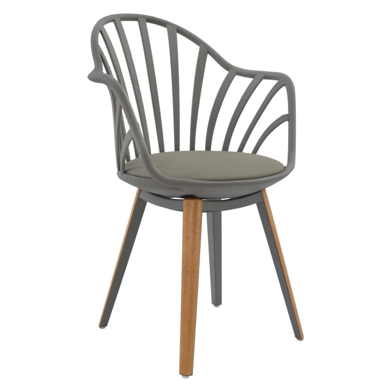 ΠΟΛΥΘΡΟΝΑ ΤΡΑΠΕΖΑΡΙΑΣ HM8049.10 ANAIS ΓΚΡΙ ΜΕ ΞΥΛΙΝΑ ΠΟΔΙΑ 60x53x86Υ εκ.