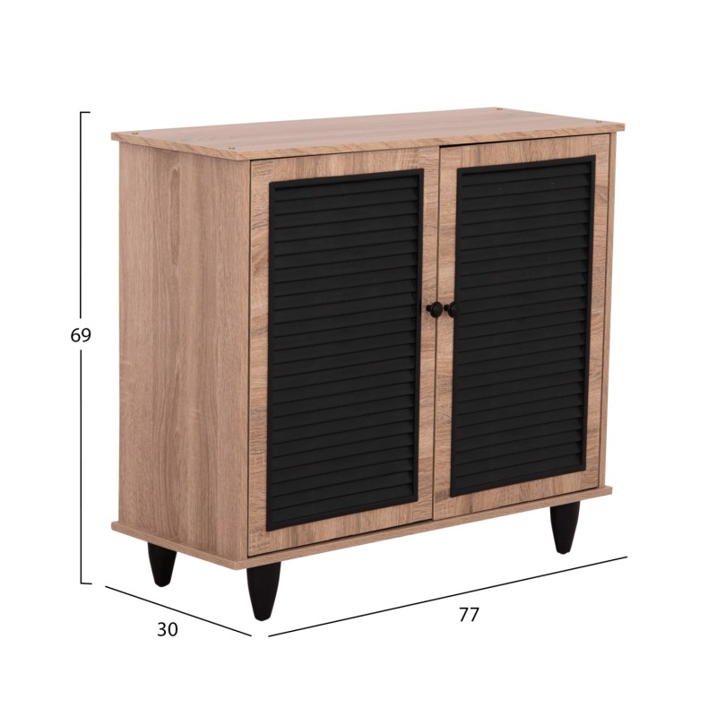 ΠΑΠΟΥΤΣΟΘΗΚΗ ΞΥΛΙΝΗ MCKENNA HM2266.02 ΣΕ ΧΡΩΜΑ SONAMA-ΜΑΥΡΟ 77x30x69Υεκ.