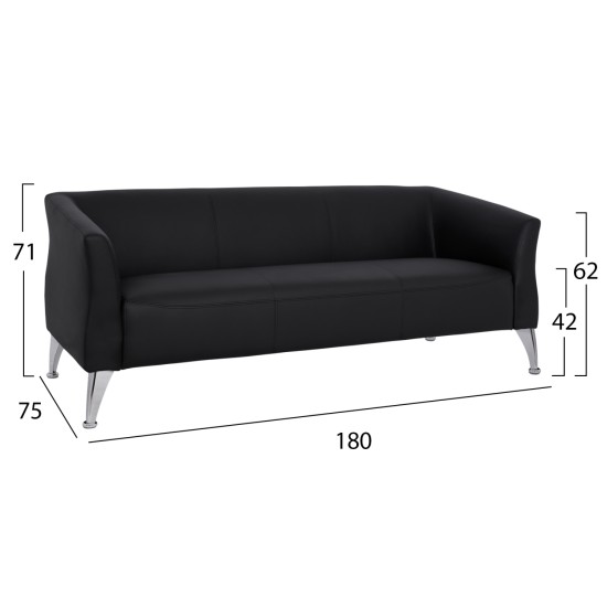 ΚΑΝΑΠΕΣ 3ΘΕΣΙΟΣ KIANA HM3122.31 ΜΕ ΜΑΥΡΟ PU 180x75x71 εκ. ΚΑΝΑΠΕΣ 3ΘΕΣΙΟΣ KIANA HM3122.31 ΜΕ ΜΑΥΡΟ PU 180x75x71 εκ.