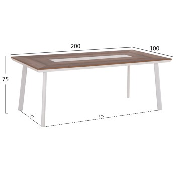 ΤΡΑΠΕΖΙ ΑΛΟΥΜΙΝΙΟΥ TABER HM5131.11 ΛΕΥΚΟ ΜΕ POLYWOOD TOP 200x100x75Υεκ