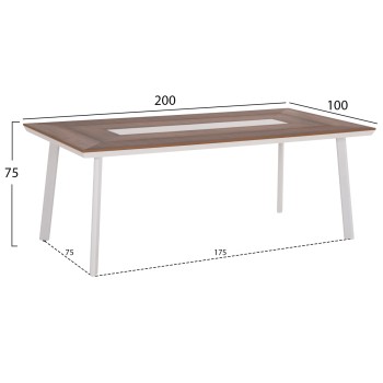 ΤΡΑΠΕΖΙ ΑΛΟΥΜΙΝΙΟΥ TABER HM5131.11 ΛΕΥΚΟ ΜΕ POLYWOOD TOP 200x100x75Υεκ