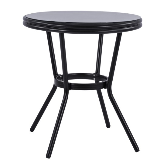 ΤΡΑΠΕΖΙ ΑΛΟΥΜΙΝΙΟΥ MOSES Φ70 BAMBOO LOOK HM5532.02 ΜΑΥΡΟ ΜΕ ΓΥΑΛΙ Φ70X76 εκ ΤΡΑΠΕΖΙ ΑΛΟΥΜΙΝΙΟΥ MOSES Φ70 BAMBOO LOOK HM5532.02 ΜΑΥΡΟ ΜΕ ΓΥΑΛΙ Φ70X76 εκ