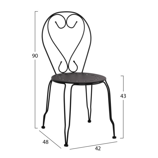 ΚΑΡΕΚΛΑ ΜΕΤΑΛΛΙΚΗ AMORE ΜΑΥΡΗ 42x48x90 εκ. HM5007.11 ΚΑΡΕΚΛΑ ΜΕΤΑΛΛΙΚΗ AMORE ΜΑΥΡΗ 42x48x90 εκ. HM5007.11