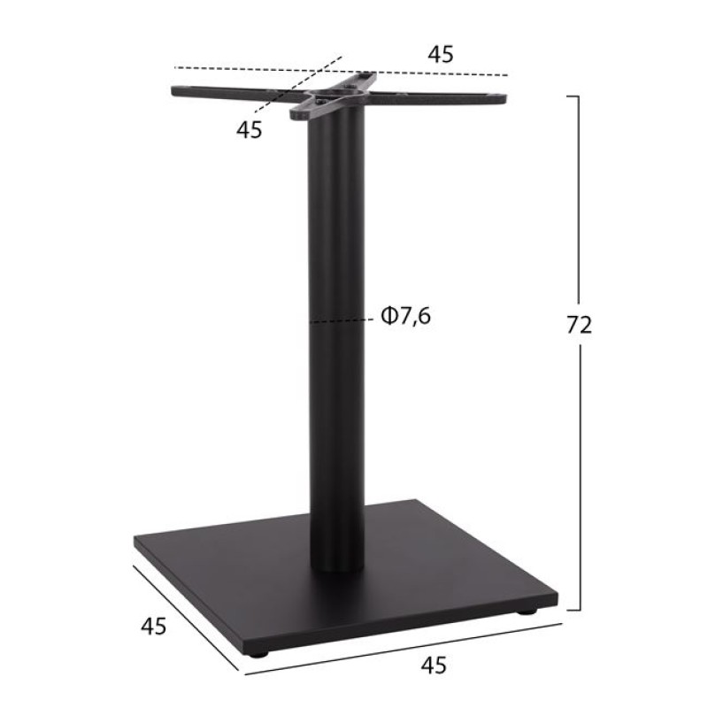 ΒΑΣΗ ΜΕΤΑΛΛΙΚΗ ΜΑΥΡΗ ΜΑΤ 45Χ45Χ72εκ. ΜΕ ΣΤΑΥΡΟ 46Χ46 ΚΑΙ ΡΕΓΟΥΛΑΤΟΡΟΥΣ HM438