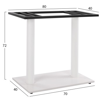 ΒΑΣΗ ΜΕΤΑΛΛΙΚΗ ΔΙΠΛΗ ΛΕΥΚΗ ΜΑΤ 80Χ40Χ72Υεκ. ΜΕ ΡΕΓΟΥΛΑΤΟΡΟΥΣ HM435.12