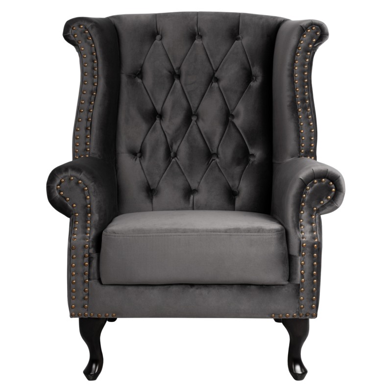 ΠΟΛΥΘΡΟΝΑ-ΜΠΕΡΖΕΡΑ ΓΚΡΙ ΒΕΛΟΥΔΟ T.CHESTERFIELD POLINA 83x75x107Yεκ.HM0053.10