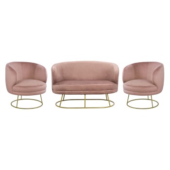 ΣΕΤ ΣΑΛΟΝΙ 2ΘΕΣΙΟΣ & 2 ΠΟΛΥΘΡΟΝΕΣ ARIEN ΣΑΠΙΟ ΜΗΛΟ ΒΕΛΟΥΔΟ ΧΡΥΣΗ ΒΑΣΗ HM11051.02