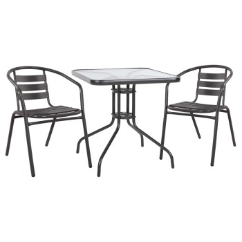 ΣΕΤ 3ΤΜΧ ΜΕ ΤΡΑΠΕΖΙ FIGO 70Χ70Χ72Υ & ΠΟΛΥΘΡΟΝΕΣ LAURA ΓΚΡΙ ΧΡΩΜΑ HM10469