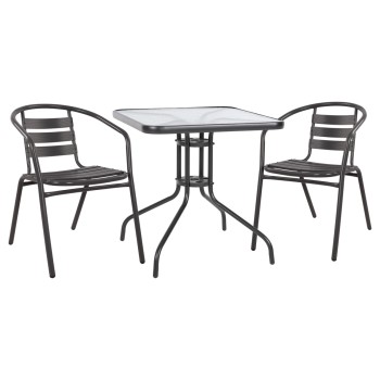 ΣΕΤ 3ΤΜΧ ΜΕ ΤΡΑΠΕΖΙ FIGO 70Χ70Χ72Υ & ΠΟΛΥΘΡΟΝΕΣ LAURA ΓΚΡΙ ΧΡΩΜΑ HM10469