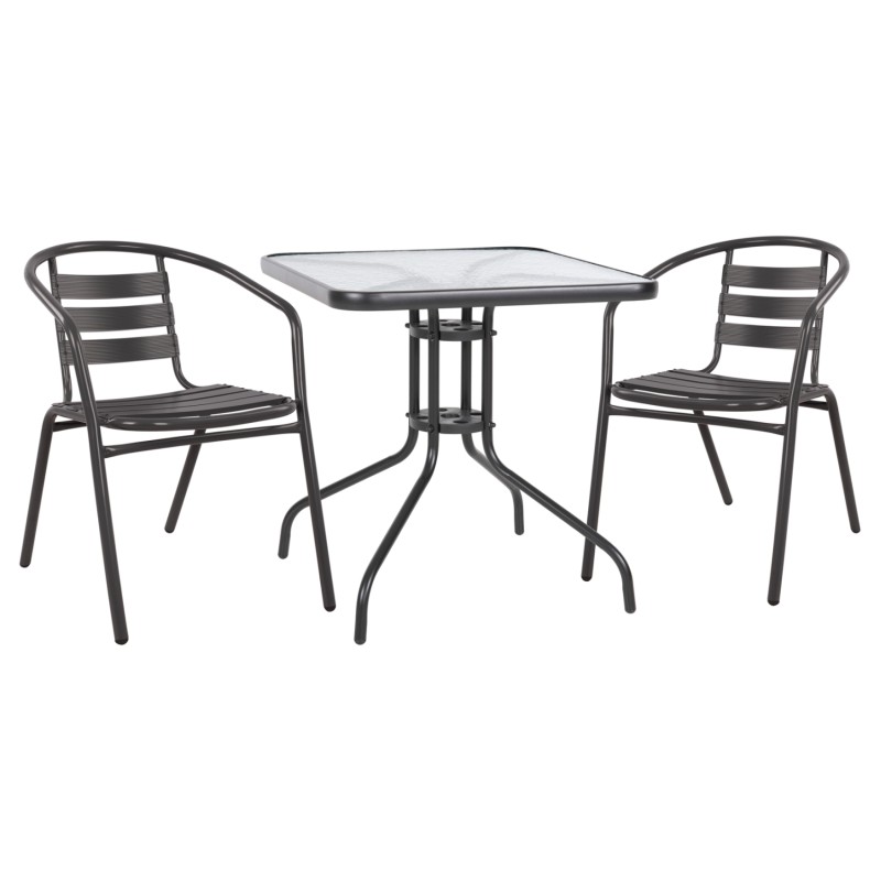 ΣΕΤ 3ΤΜΧ ΜΕ ΤΡΑΠΕΖΙ FIGO 70Χ70Χ72Υ & ΠΟΛΥΘΡΟΝΕΣ LAURA ΓΚΡΙ ΧΡΩΜΑ HM10469