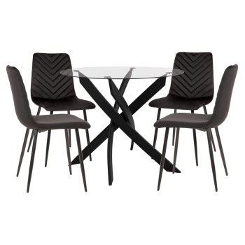 ΣΕΤ ΤΡΑΠΕΖΑΡΙΑΣ ΕΣ.ΧΩΡΟΥ 5ΤΜΧ JAFARU HM11073 ΜΕΤΑΛΛΟ--ΒΕΛΟΥΔΟ ΣΕ ΜΑΥΡΟ