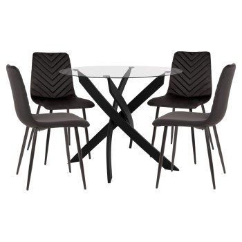 ΣΕΤ ΤΡΑΠΕΖΑΡΙΑΣ ΕΣ.ΧΩΡΟΥ 5ΤΜΧ JAFARU HM11073 ΜΕΤΑΛΛΟ--ΒΕΛΟΥΔΟ ΣΕ ΜΑΥΡΟ