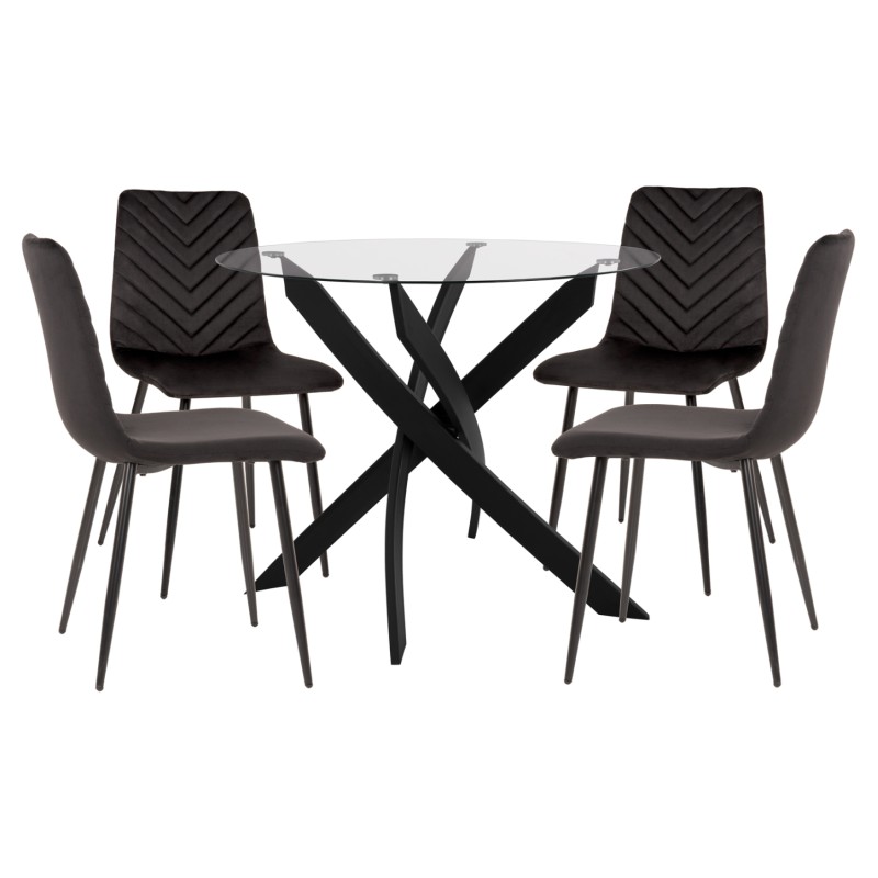 ΣΕΤ ΤΡΑΠΕΖΑΡΙΑΣ ΕΣ.ΧΩΡΟΥ 5ΤΜΧ JAFARU HM11073 ΜΕΤΑΛΛΟ--ΒΕΛΟΥΔΟ ΣΕ ΜΑΥΡΟ