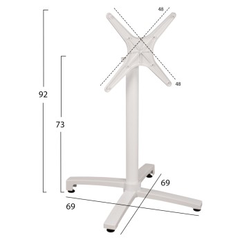 ΒΑΣΗ ΑΛΟΥΜΙΝΙΟΥ HM459.02 ΛΕΥΚΟ ΜΑΤ 69Χ69Χ73Υεκ. ΜΕ ΕΠΙΦΑΝΕΙΑ 48Χ48εκ.