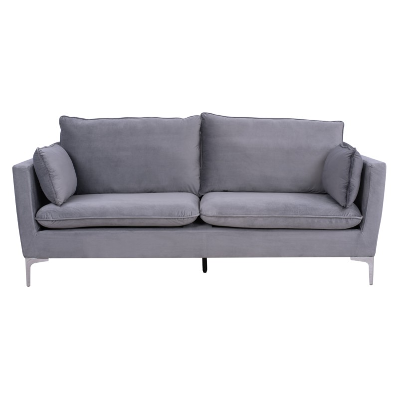 ΚΑΝΑΠΕΣ KAREN 3ΘΕΣΙΟΣ ΓΚΡΙ ΒΕΛΟΥΔΟ & ΜΕΤΑΛΛΙΚΑ ΠΟΔΙΑ ΧΡΩΜΙΟΥ HM3136.31 208x81x95 εκ.