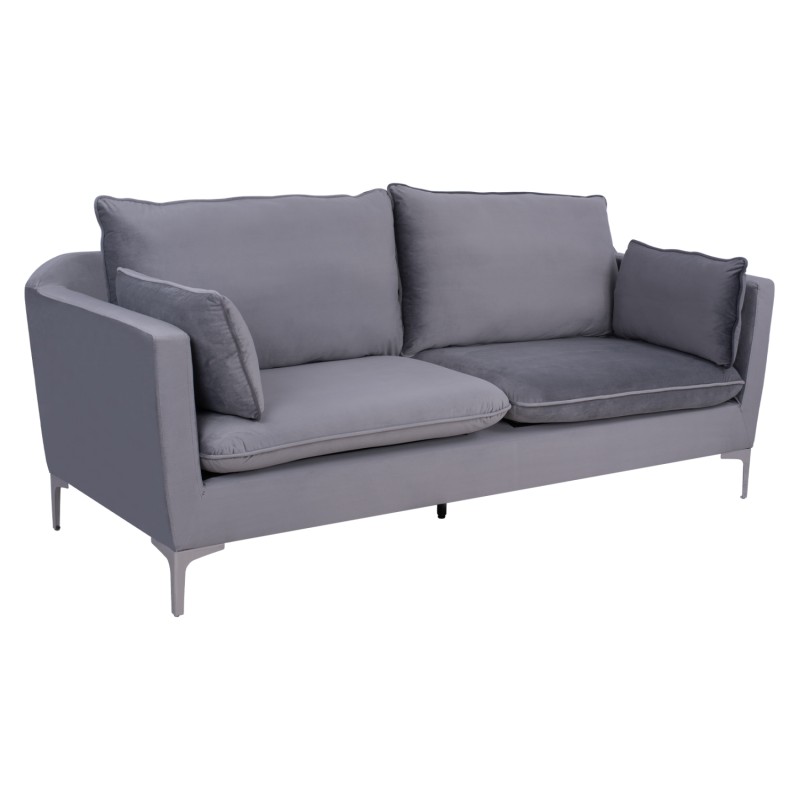 ΚΑΝΑΠΕΣ KAREN 3ΘΕΣΙΟΣ ΓΚΡΙ ΒΕΛΟΥΔΟ & ΜΕΤΑΛΛΙΚΑ ΠΟΔΙΑ ΧΡΩΜΙΟΥ HM3136.31 208x81x95 εκ.